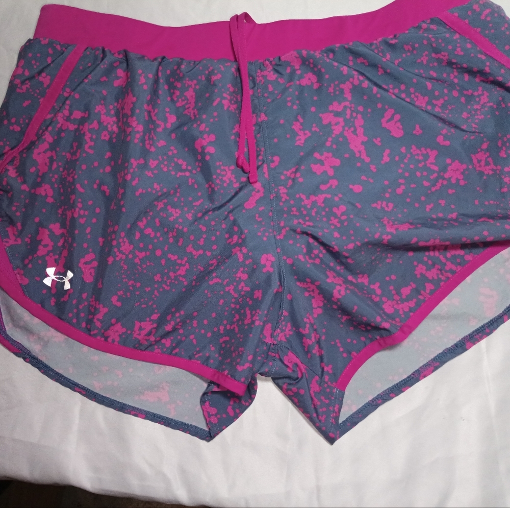 Under Armour Women’s Gray Athletic Shorts with Hot Pink Accents